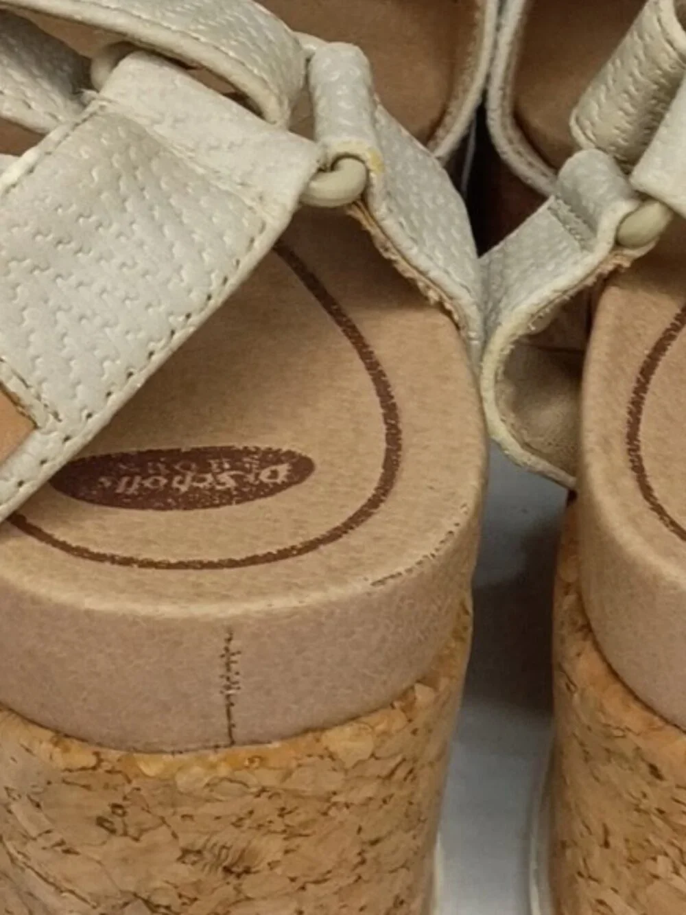 Dr. Scholl’s Beaming Beige Cork Wedge Sandals Women’s Size 6M
